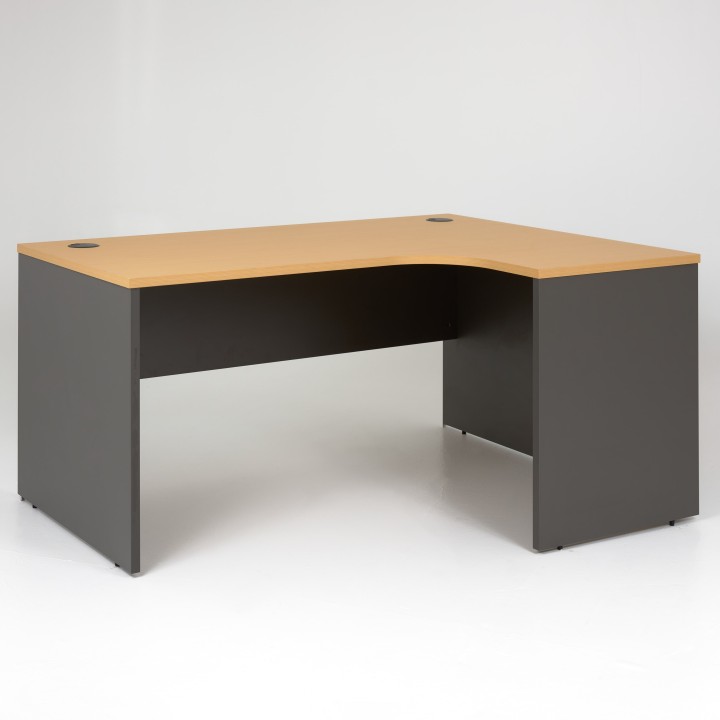 Bureau compact Panneaux vue face - plateau hêtre, piétement anthracite - retour à droite