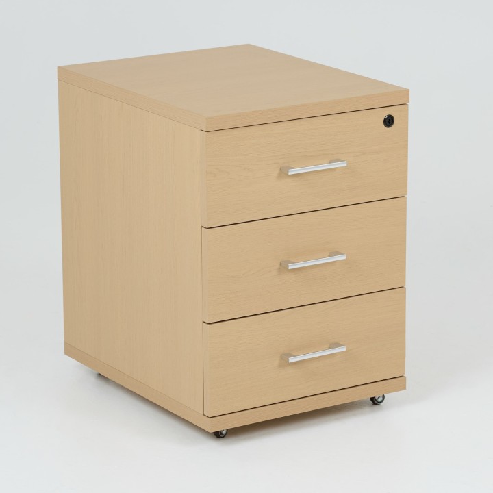 Caisson de bureau à roulettes, en bois, 3 Tiroirs, Wist -Gosto