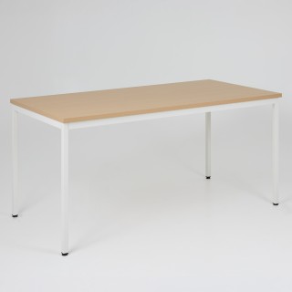 Table 4 meet rectangulaire - plateau chêne clair, piétement blanc