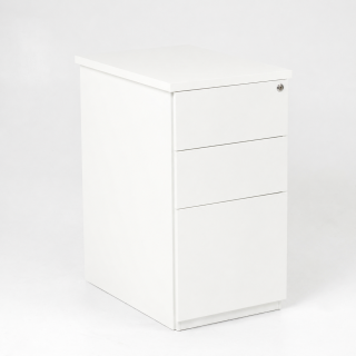 Caisson métallique hauteur bureau P. 60 cm 2T + 1DS blanc, top blanc