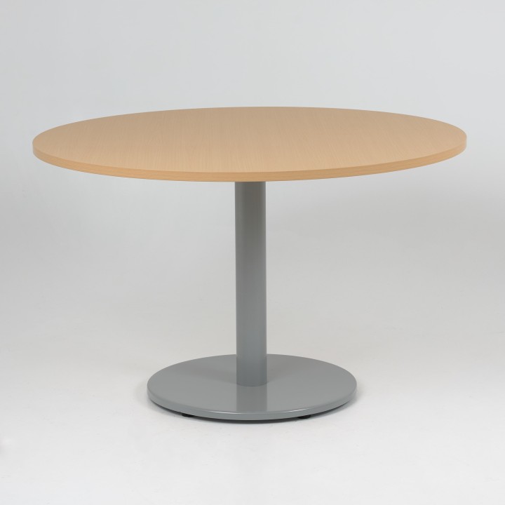 Table de réunion Platinium ⌀ 120 - Piétement alu, plateau hêtre