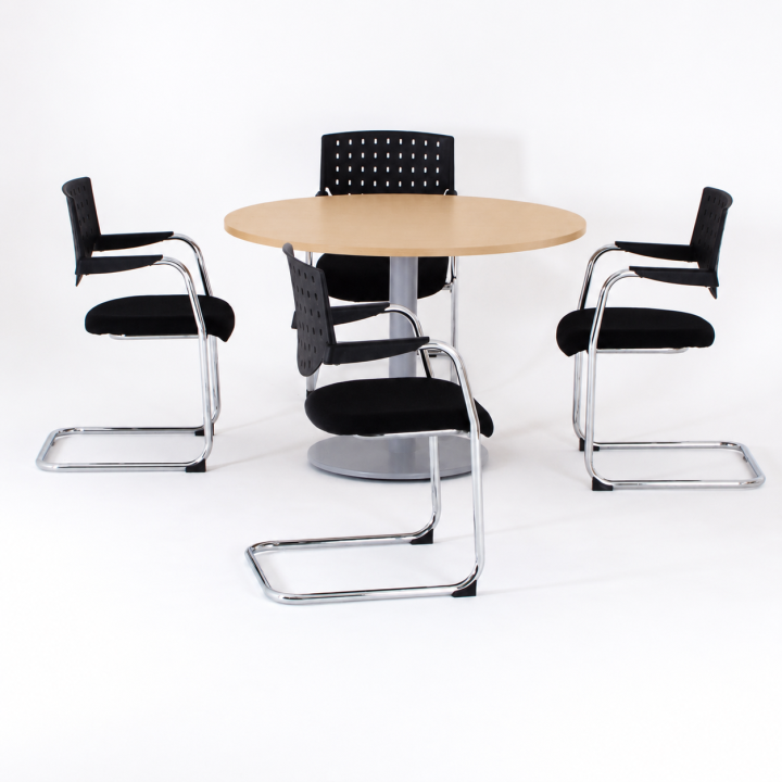 Table de réunion Platinium ronde avec chaises
