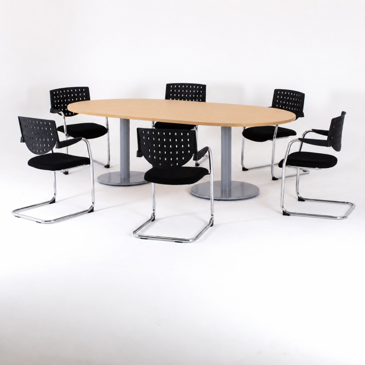 Table de réunion ovale Platinium avec chaises