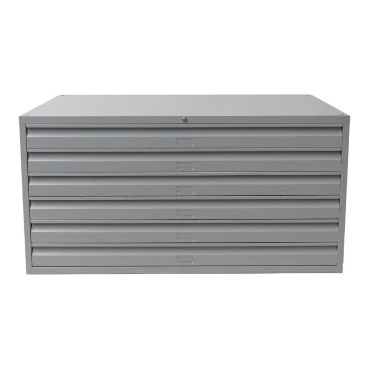 Meuble à plan A0 5 tiroirs gris - sans socle - vue de face