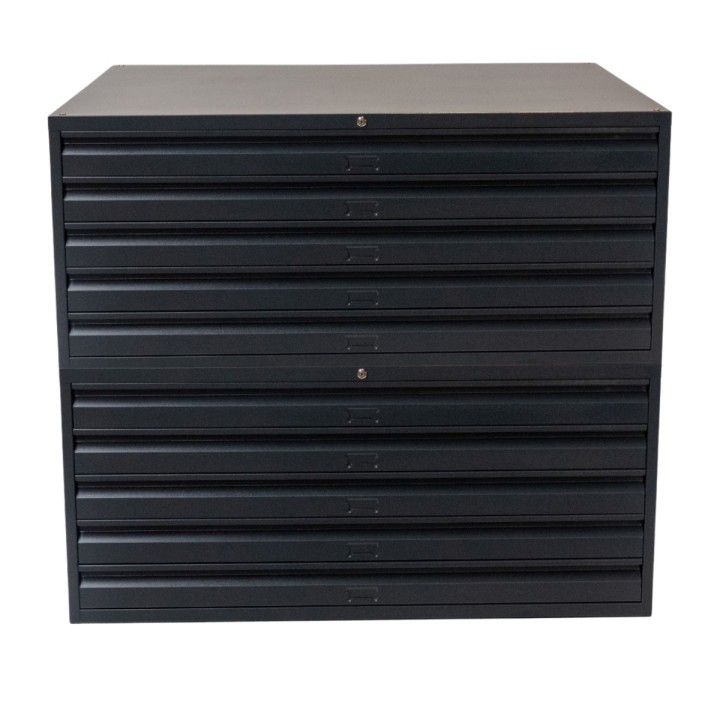 Meuble à plan A0 10 tiroirs gris anthracite - sans socle - vue de face