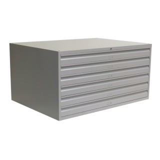 Meuble à plan A0 18 tiroirs gris - sans socle - vue de 3/4