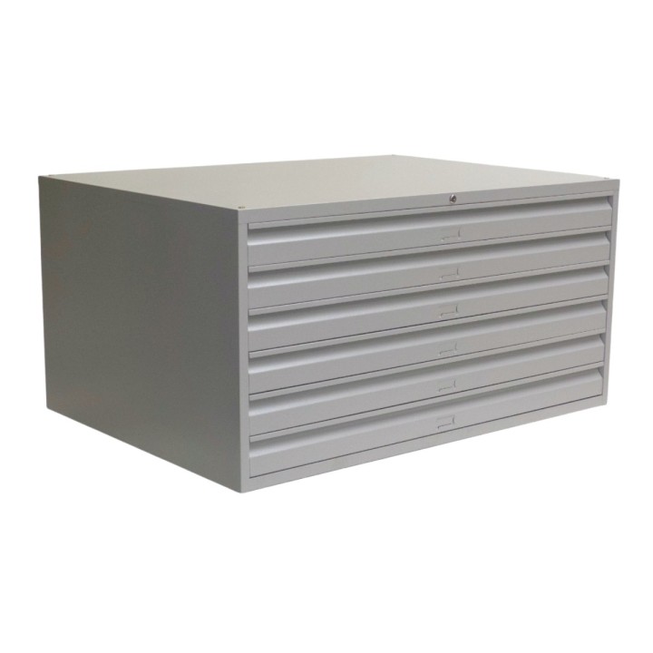 Meuble à plan A0 18 tiroirs gris - sans socle - vue de 3/4