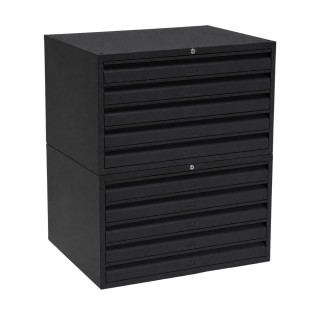 Meuble à plan A1 10 tiroirs gris anthracite - sans socle - vue de 3/4