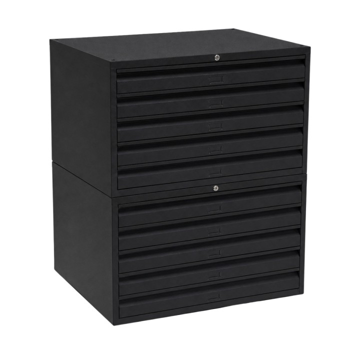 Meuble à plan A1 10 tiroirs gris anthracite - sans socle - vue de 3/4