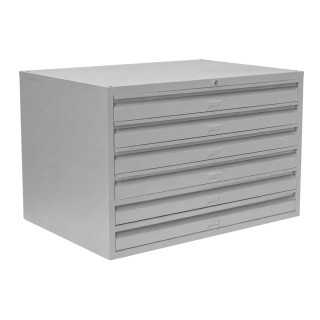 Meuble à plan A1 18 tiroirs gris - sans socle - vue de 3/4