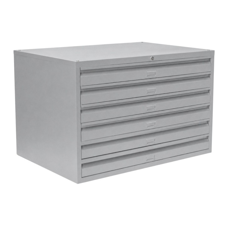 Meuble à plan A1 18 tiroirs gris - sans socle - vue de 3/4