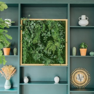 Mur végétal artificiel avec cadre blanc 100x100