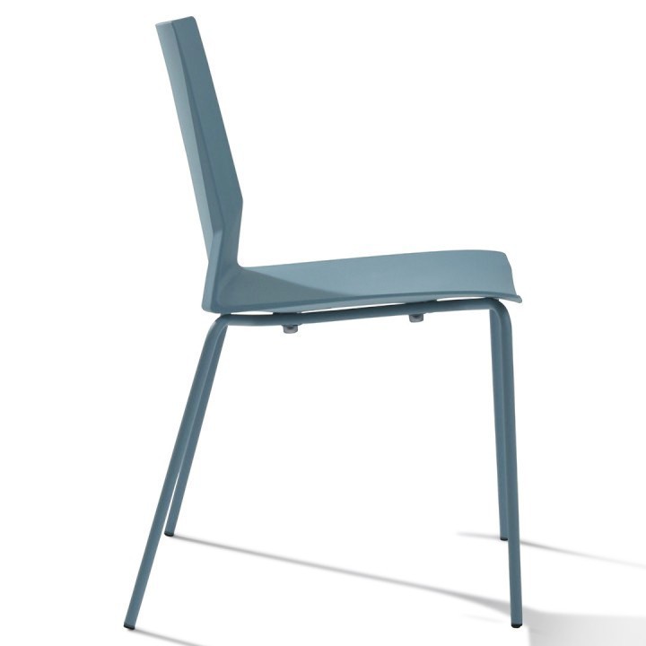 Chaise de bureau 4 pieds Hella bleue - vue de profil