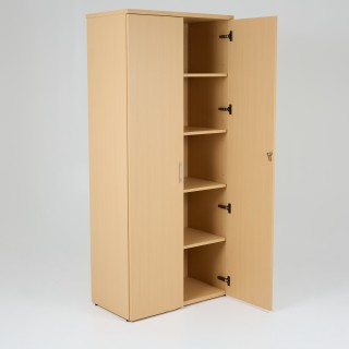 Armoire portes battantes en bois H180xL80xP45cm hêtre, une porte ouverte