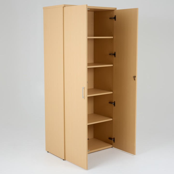 Armoire portes battantes en bois H180xL80xP45cm hêtre, deux portes ouvertes