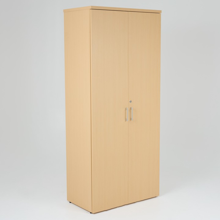 Armoire portes battantes en bois H180xL80xP45cm chêne clair, portes fermées