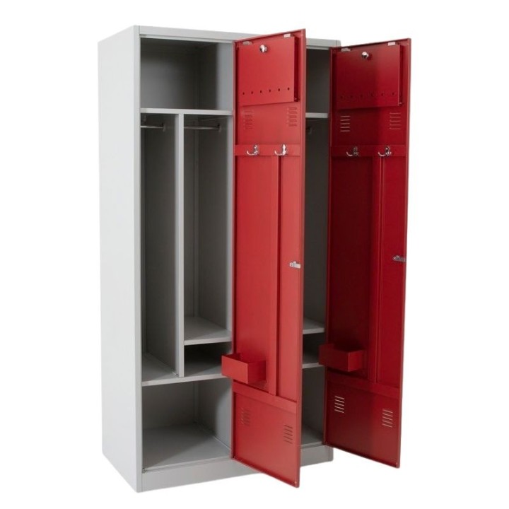 Vestiaire pompier 2 cases, 2 portes ouvertes