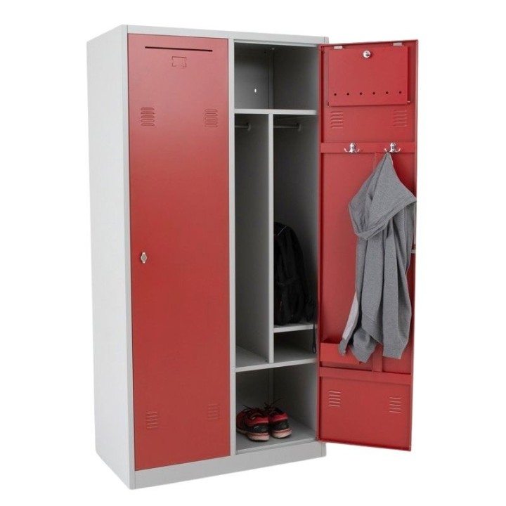 Vestiaire pompier 2 cases, 1 porte ouverte