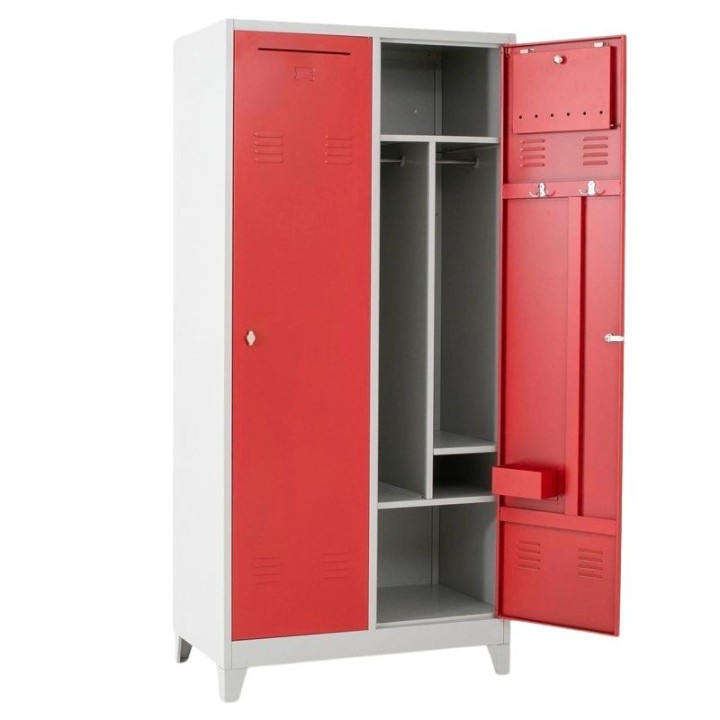 Vestiaire pompier 2 cases, 1 porte ouverte