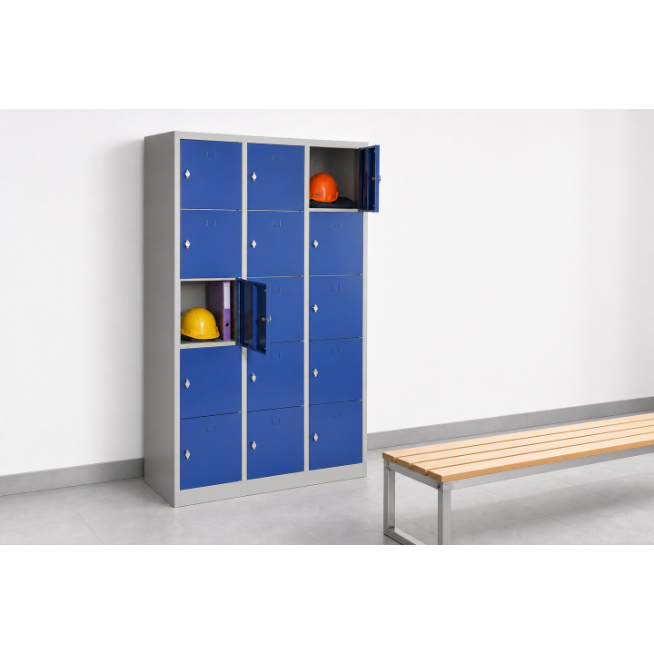 Casier vestiaire multicases 15 portes monobloc
