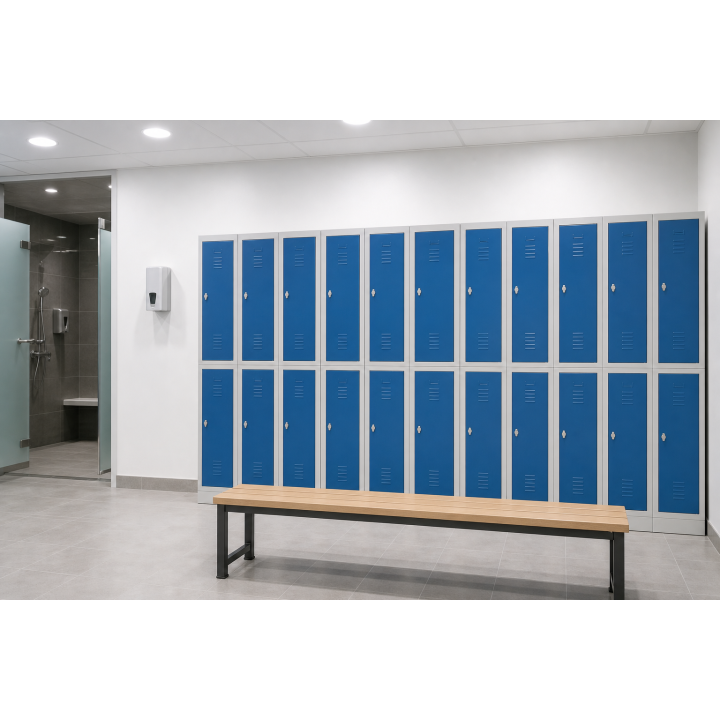 Vestiaires double bi-place monobloc 6 cases h180 porte 30 cm