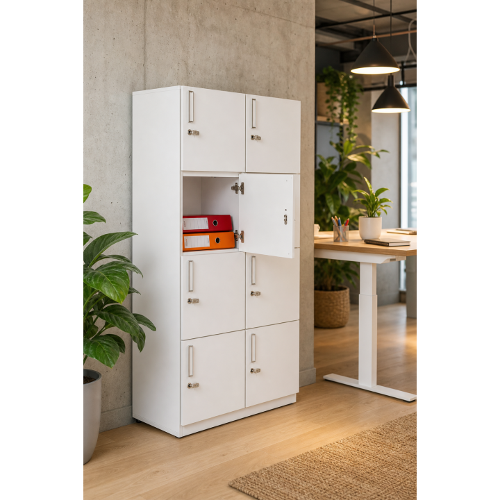 Casier vestiaire multicases 6/8 portes en bois