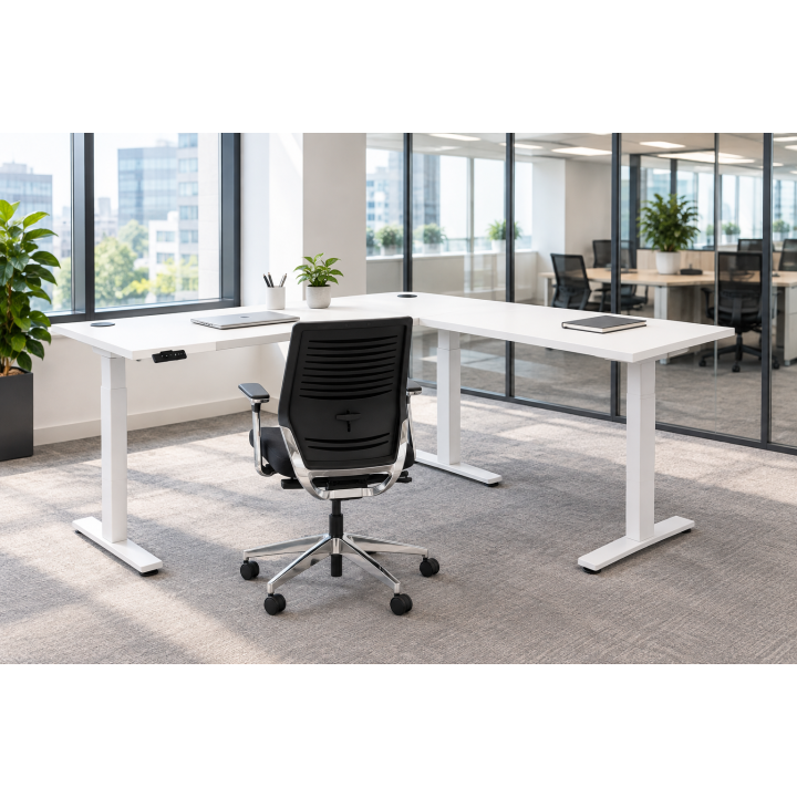 Bureau d'angle EXTREME PLUS réglable hauteur avec obturateurs