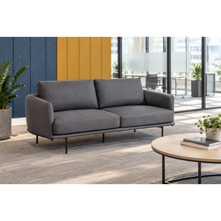 Canapé bureau PU gris anthracite 2 places Lou