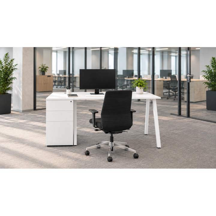 Bureau droit Pure A avec caisson métallique