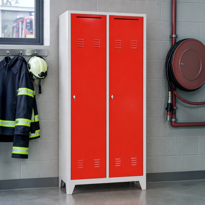 Vestiaire pompier, 2 cases, H205xL97xP55cm