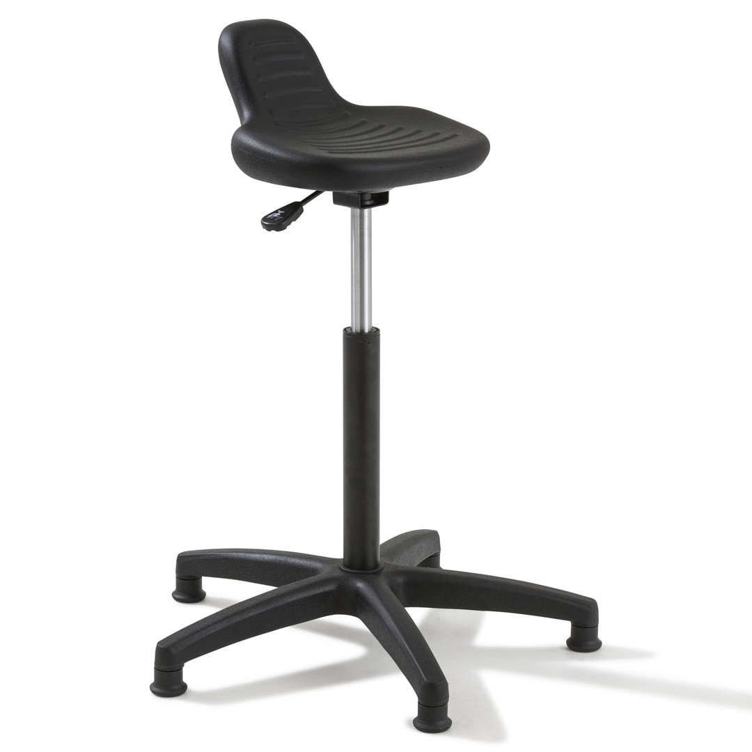 Siège technique POLO - tabouret assis-debout - hauteur réglable jusqu'à 81  cm - repose-pieds réglable - dossier - noir Pas Cher