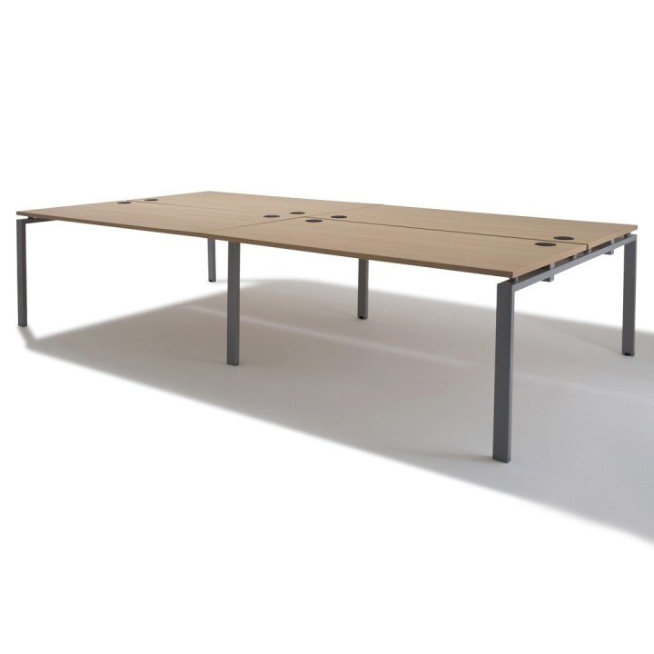 Bureau Open Space Bench Gamme Pure, pôle de 4 bureaux - Gosto