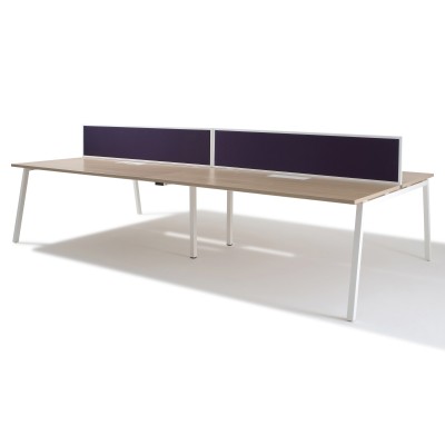Bench de 4 bureaux pour open space - Gamme Actea