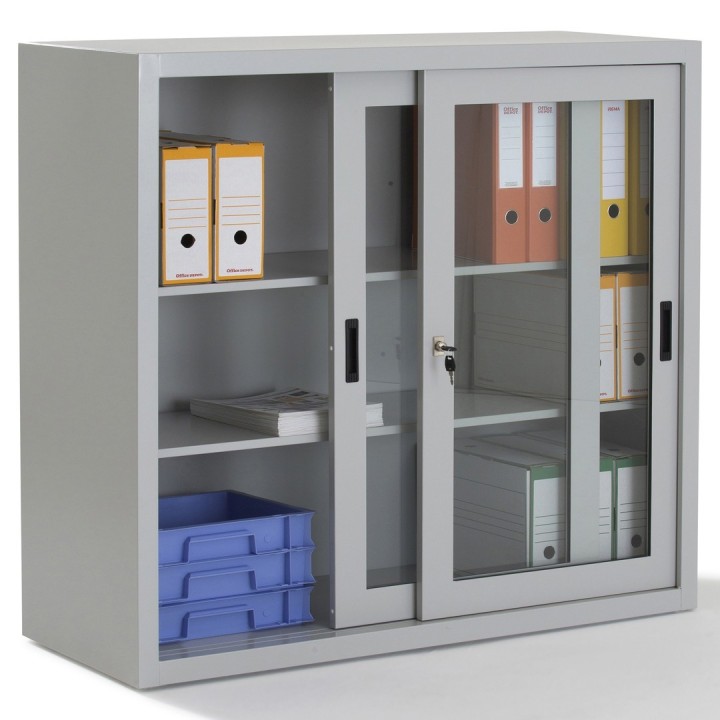 Armoire métallique porte coulissante transparente - Gosto
