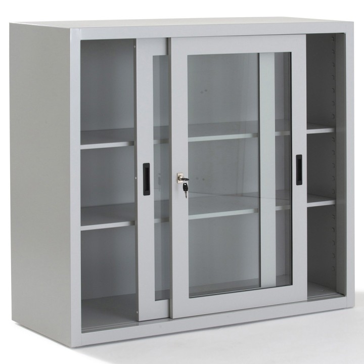 Armoire métallique porte coulissante transparente - Gosto
