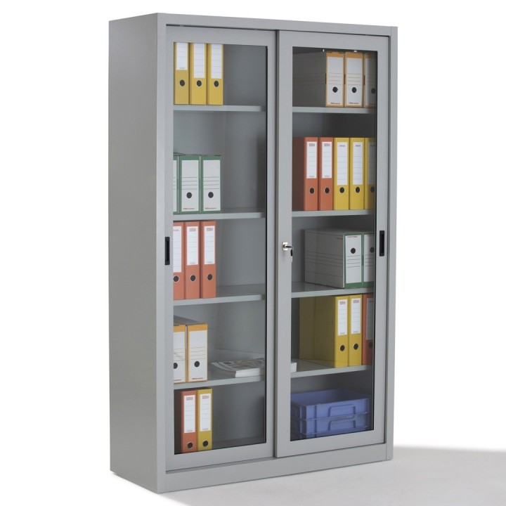 Armoire haute métallique portes transparentes coullissantes- Gosto