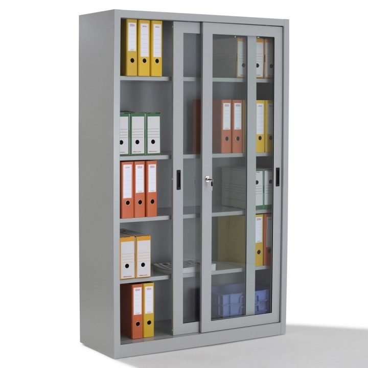 Armoire haute métallique portes transparentes coullissantes- Gosto