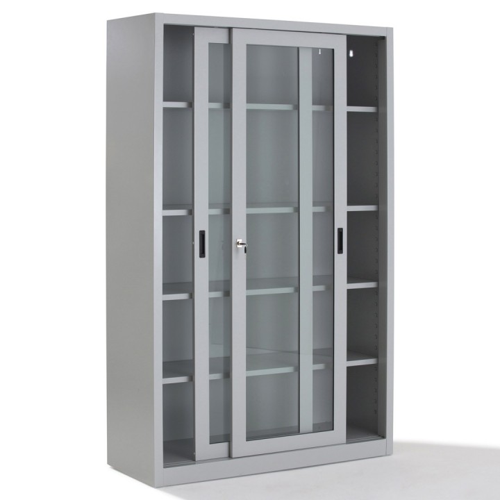 Armoire haute métallique portes transparentes coullissantes- Gosto