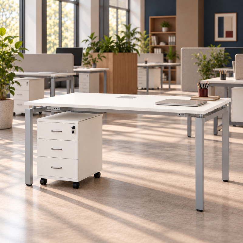 bureau droit pure blanc profondeur 70 cm